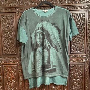 Teal Tee in featuring Ogala Lakota Chief Red Cloud